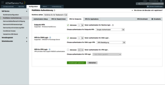 Screenshot ADSelfService Plus: MFA-Einstellungen