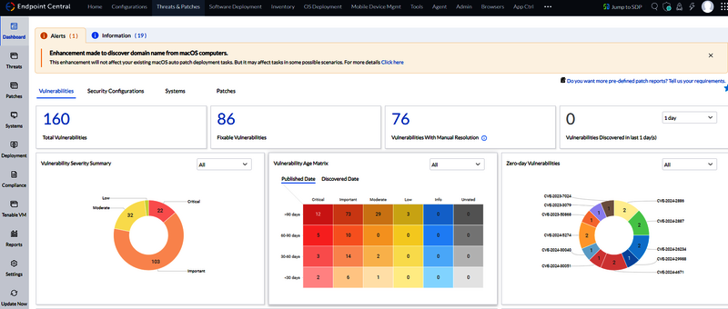 Screenshot Endpoint Central: Übersicht Vulnerabilities Screenshot Endpoint Central: Übersicht Vulnerabilities