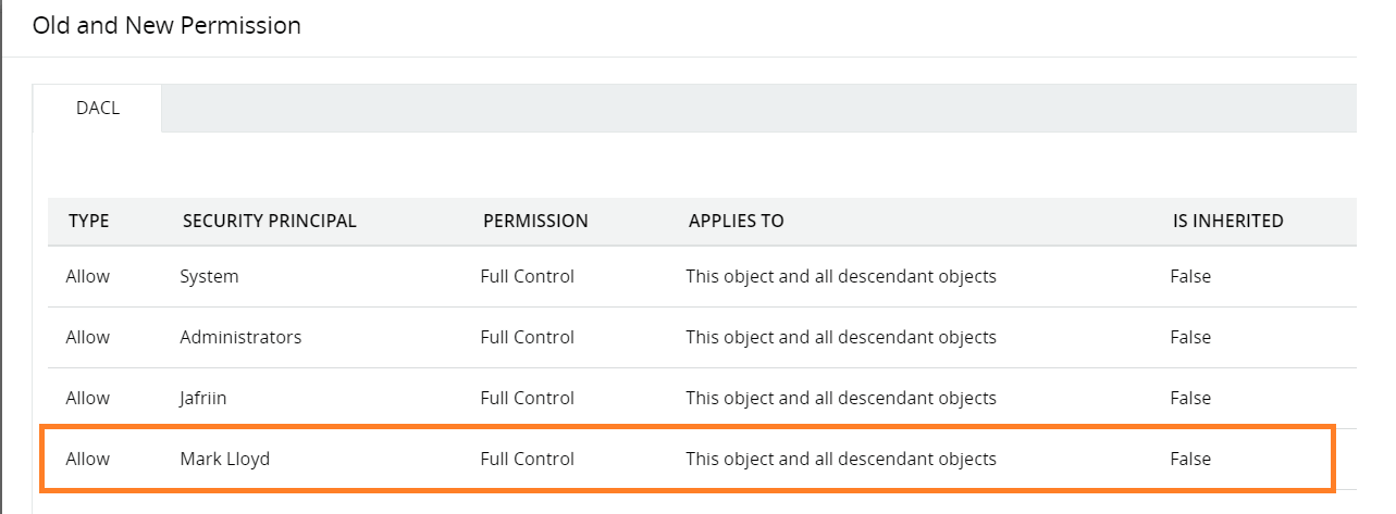 Screenshot ADAudit Plus: Neue Zugriffssteuerungsliste