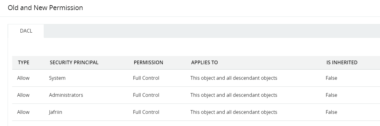 Screenshot ADAudit Plus: Alte Zugriffssteuerungsliste