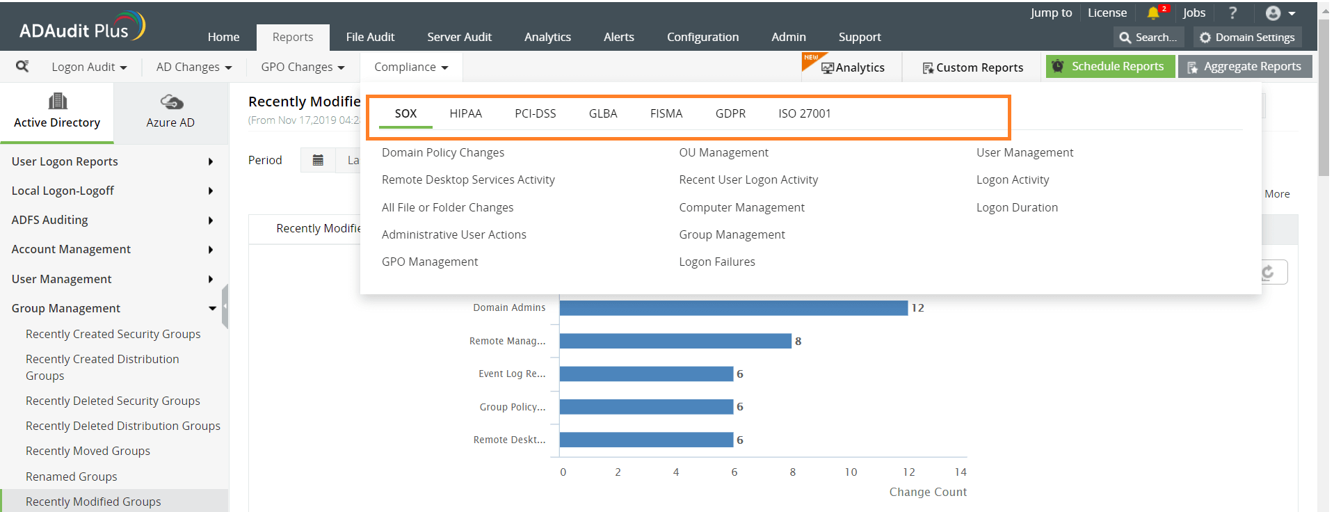 ADAudit Plus: IT-Compliance Reports