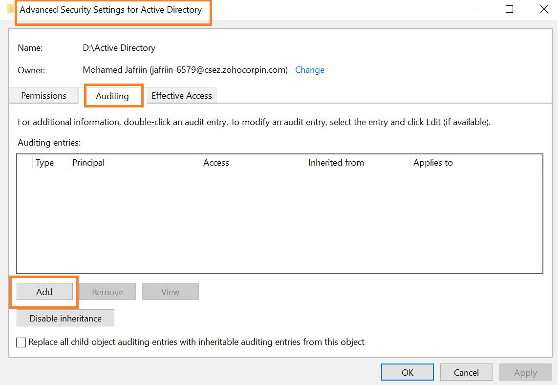 Active Directory: Erweiterte Sicherheitseinstellungen bearbeiten