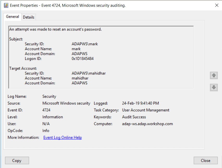 Active Directory Ereignis-ID 4724