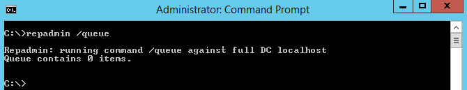 Screenshot Command Prompt „ repadmin /queue”