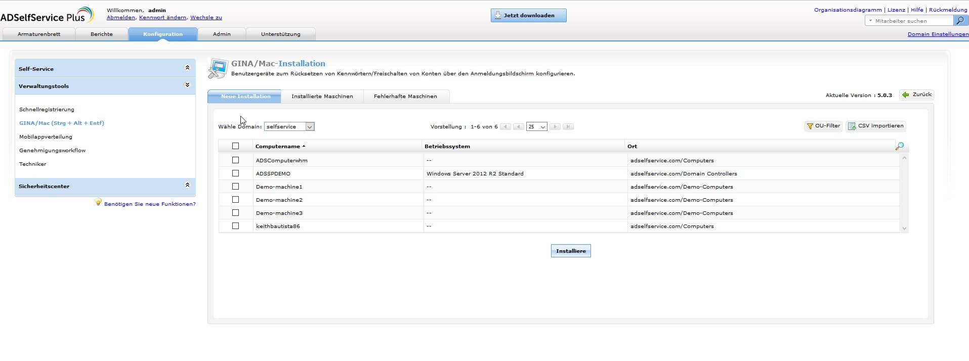 Screenshot ADSelfService Plus: Credential Provider zum Password Reset im Startbildschirm