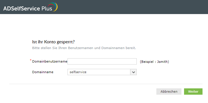 Screenshot ADSelfService Plus: eigenes Konto freischalten