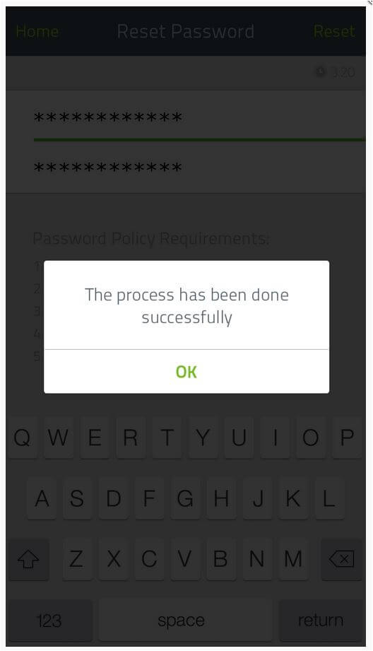 Screenshot ADSelfService Plus App: Schritt 7: Bestätigung Passwortänderung