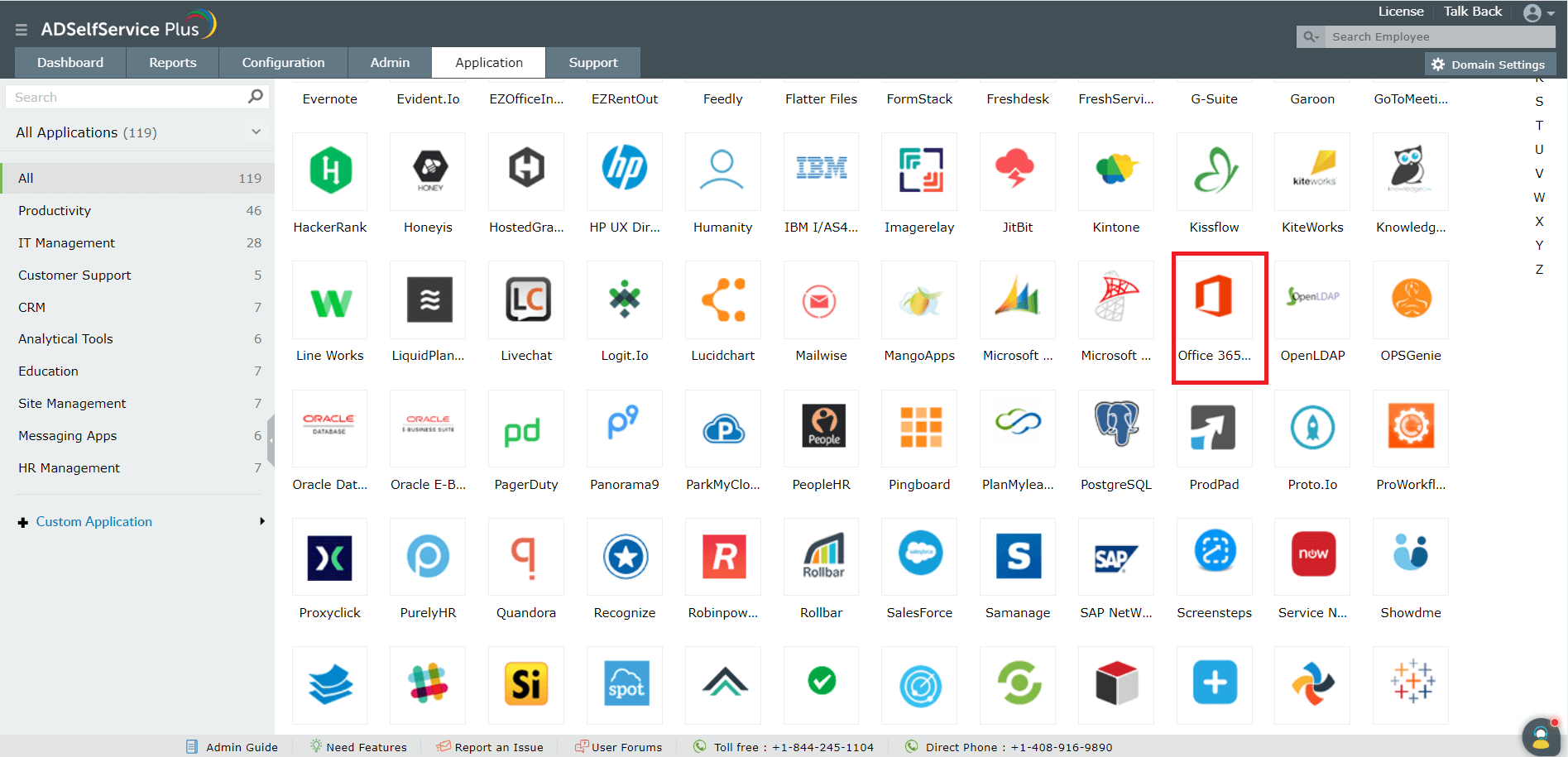Screenshot ADSelfService Plus: Passwortsynchronisation für Office365 konfigurieren