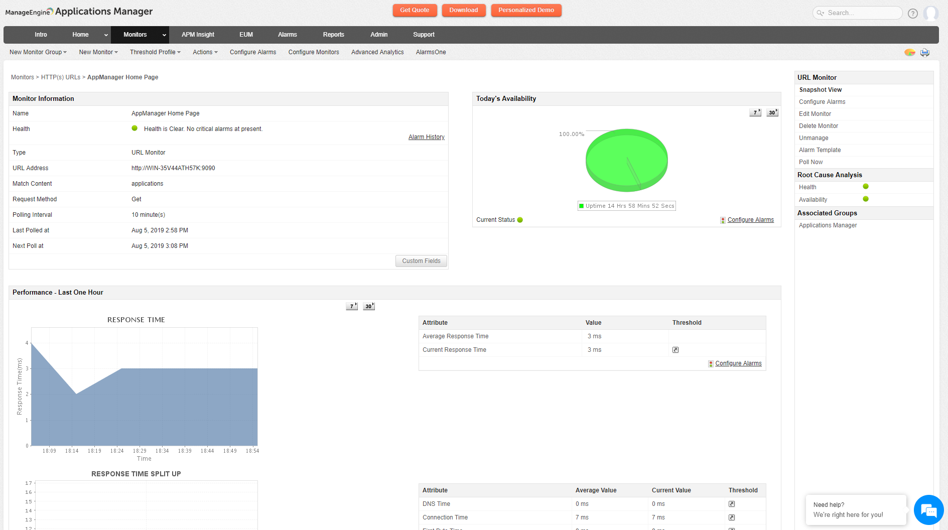 Screenshot Applications Manager: Website-Monitoring