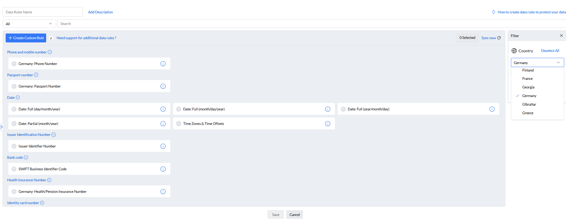 Screenshot Endpoint Central: Datenklassifizierungsregeln