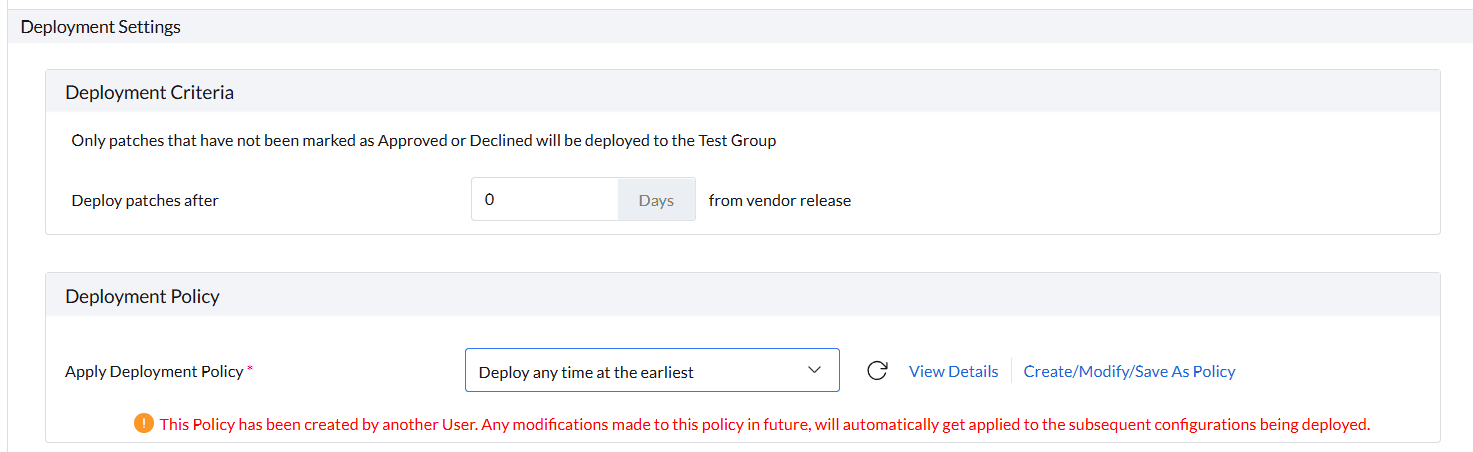 Screenshot Endpoint Central: Deployment Settings für Pilotgeräte konfigurieren