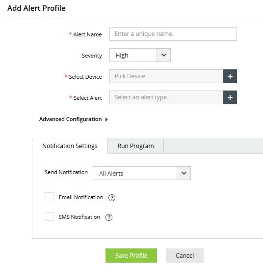 Screenshot EventLog Analyzer: Alarme