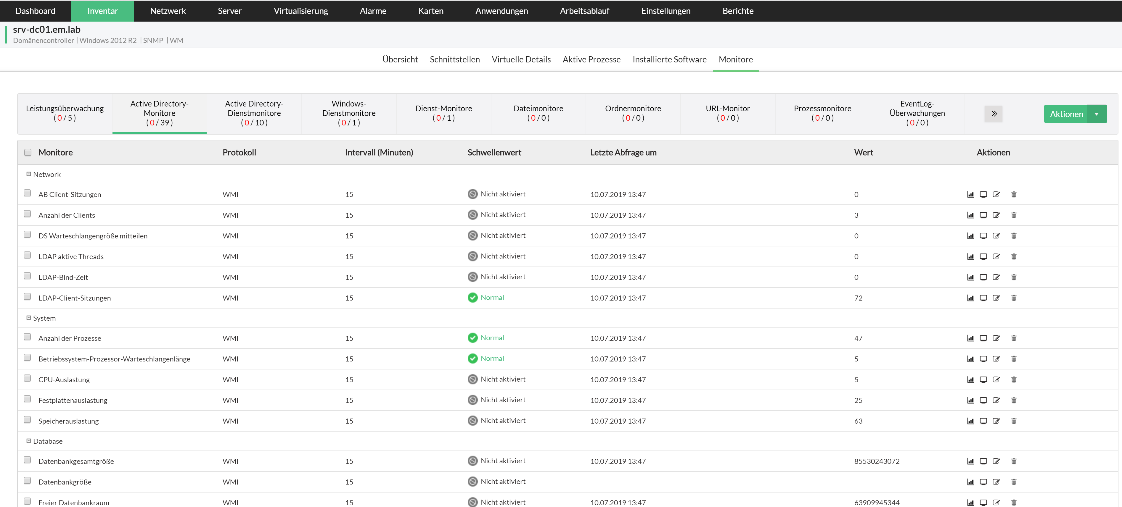 Screenshot OpManager: Active-Directory-Monitoring