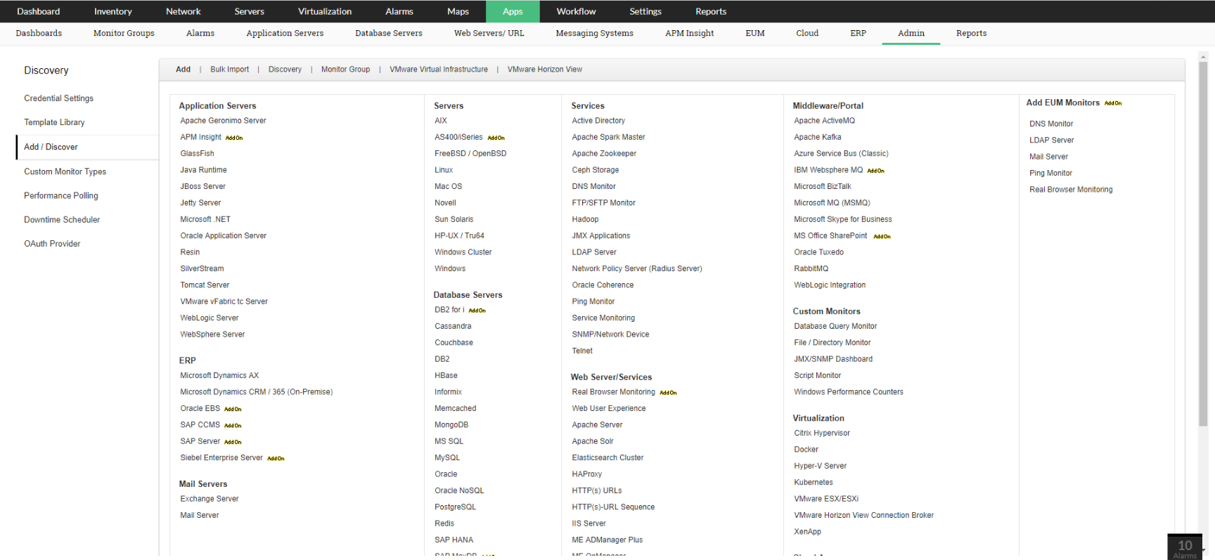 Screenshot OpManager: Application Monitoring