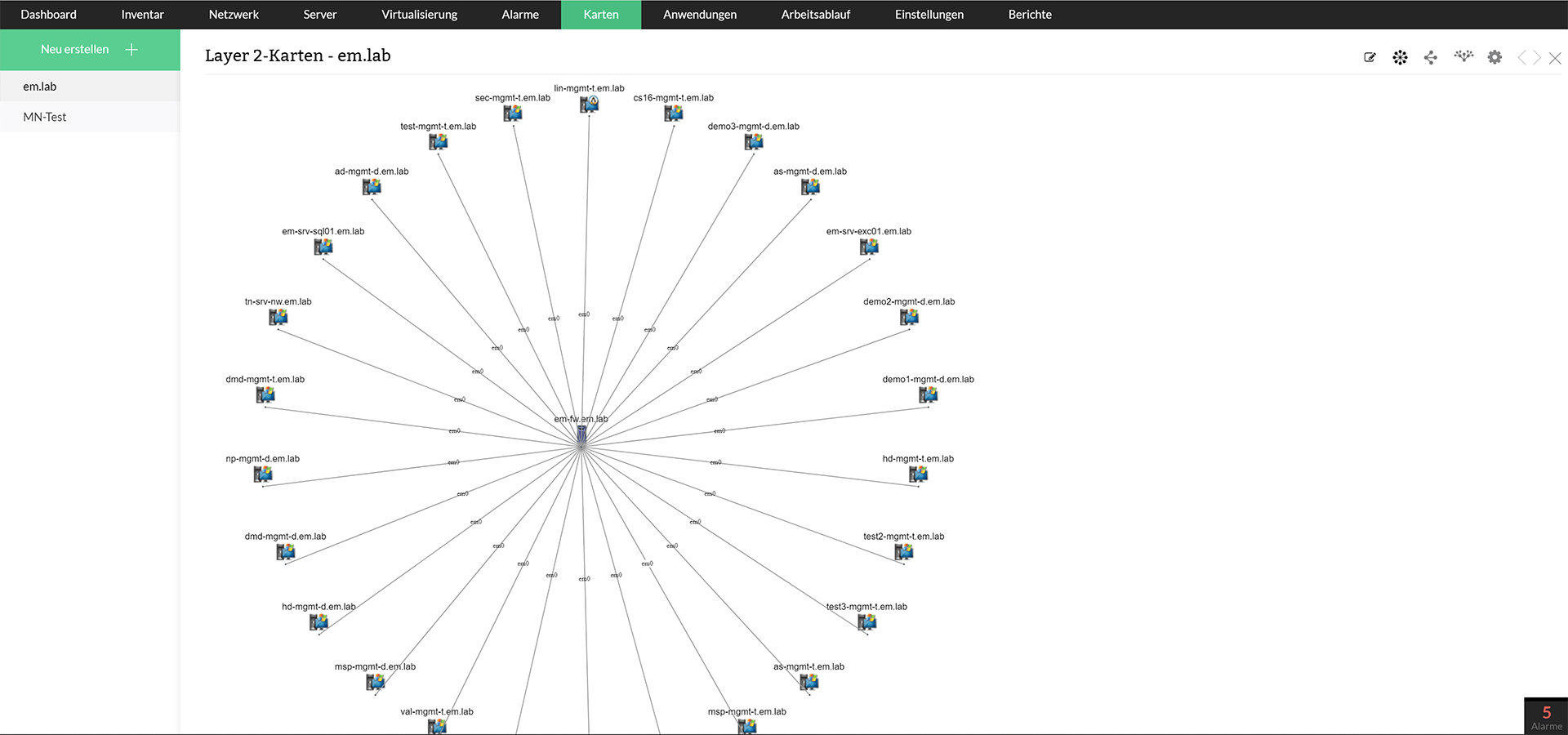 Screenshot OpManager: Router-Topologie visualisieren