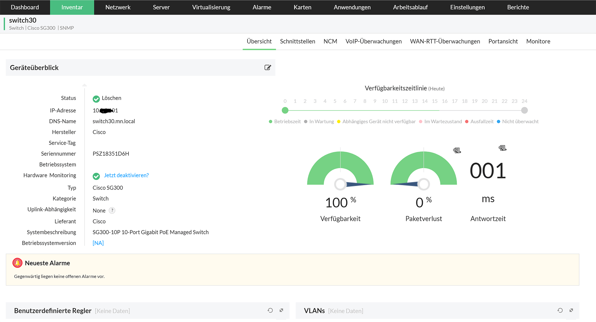 Screenshot OpManager: Switch-Verfügbarkeit überwachen