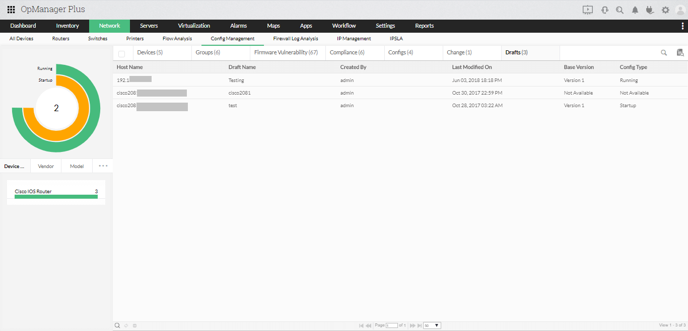Screenshot OpManager Plus: Configuration Management