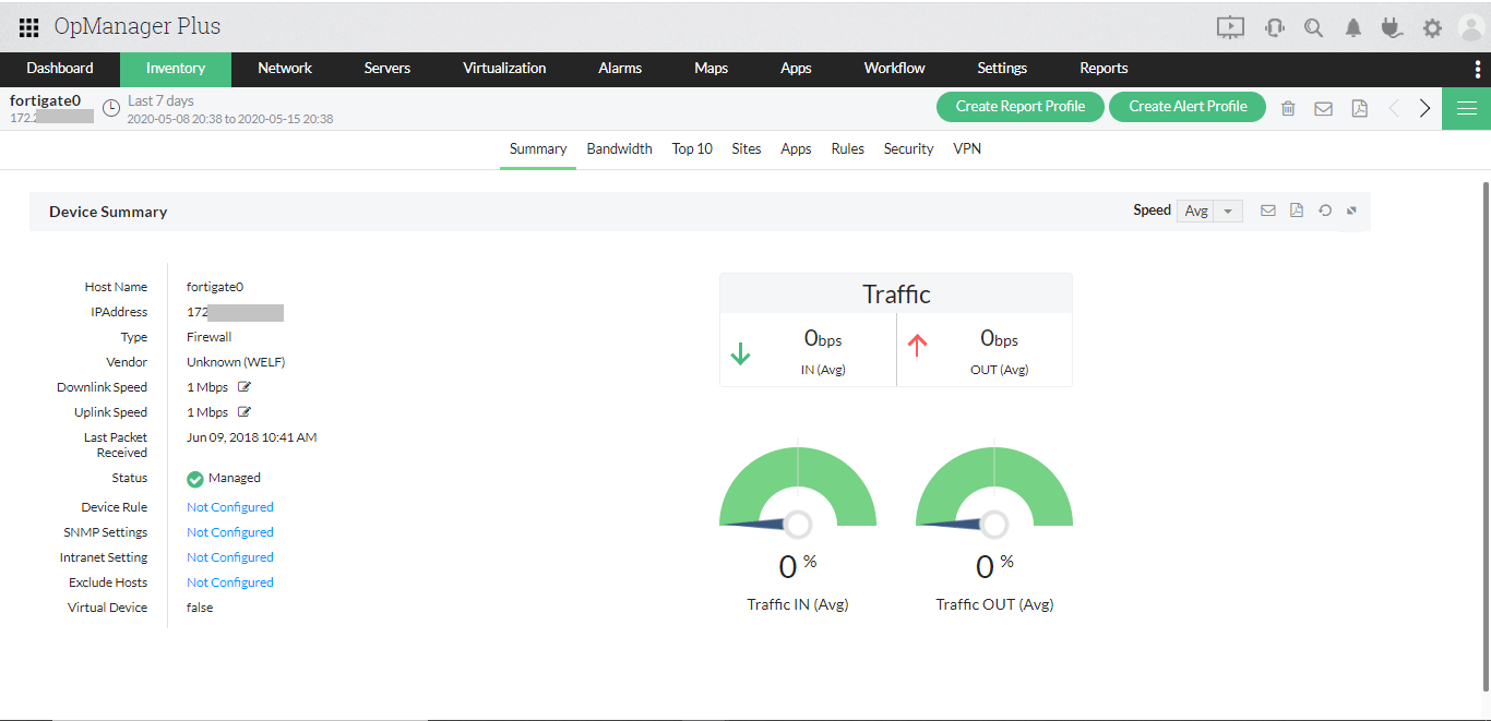 Screenshot OpManager Plus: Firewall Management