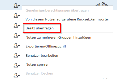 Screenshot Password Manager Pro: Password Ownership übertragen