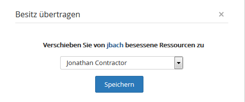 Screenshot Password Manager Pro: Neuen Passwort-Besitzer festlegen