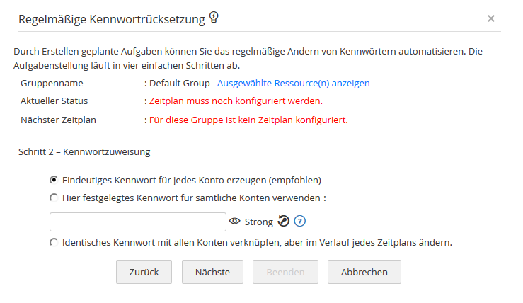 Screenshot Password Manager Pro: Kennwortzuweisung