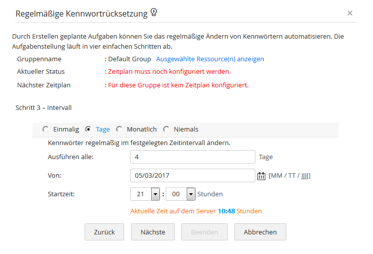 Screenshot Password Manager Pro: Kennwort-Intervall