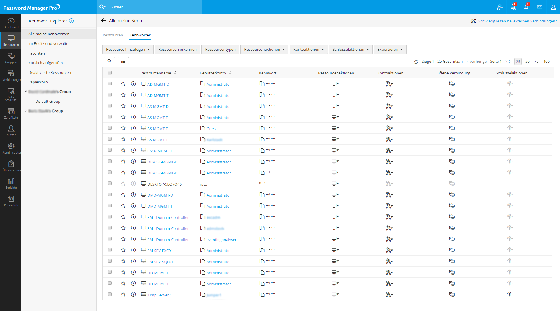 Screenshot Password Manager Pro: Passwort-Repository