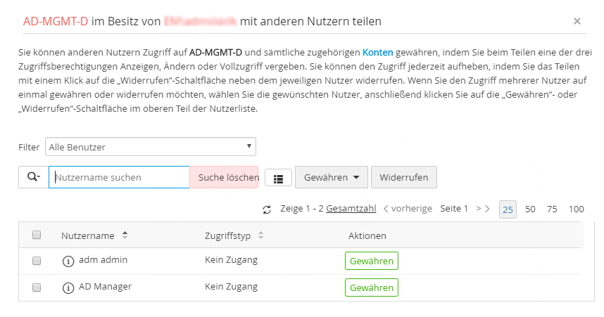 Screenshot Password Manager Pro: Passwort-Verwaltung für administrative Accounts