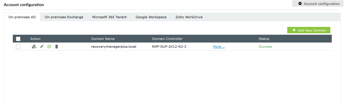 Screenshot RecoveryManager Plus: AD-Domäne hinzufügen
