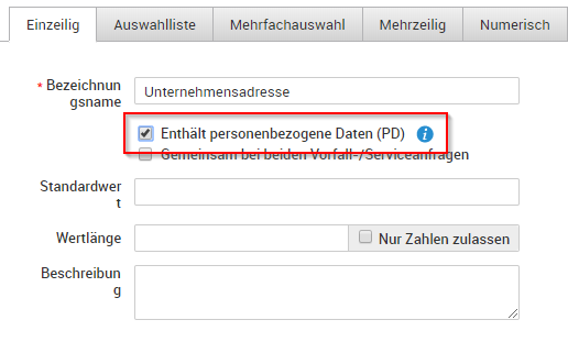Screenshot ServiceDesk Plus: Personenbezogene Daten