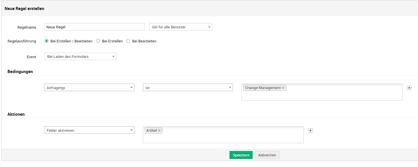 Screenshot ServiceDesk Plus Feld- und Formularregeln: Change-Management-Felder aktivieren Screenshot ServiceDesk Plus Feld- und Formularregeln: Change-Management-Felder aktivieren