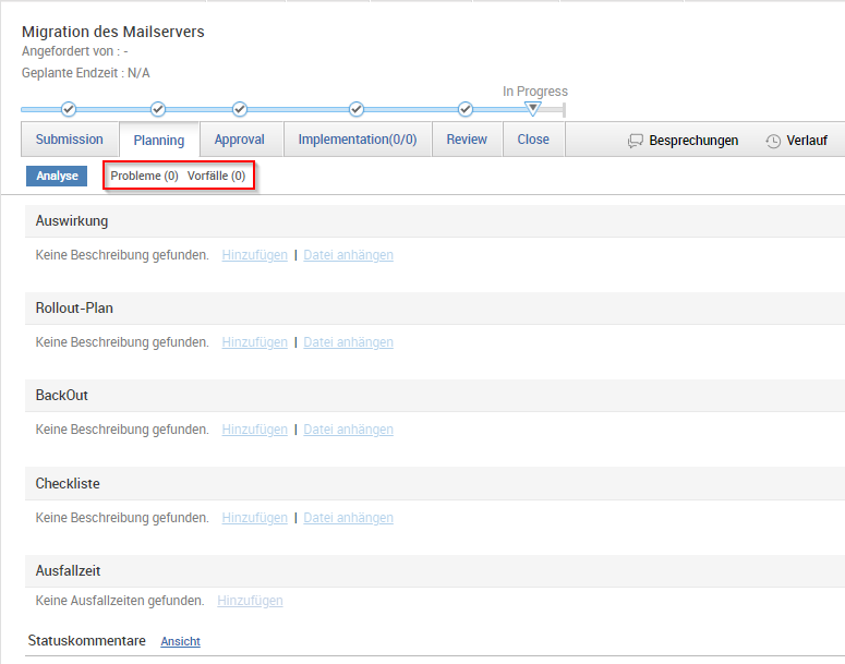 Screenshot ServiceDesk Plus: Mit Change verknüpfte Incidents