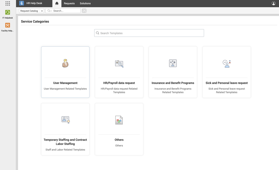 ServiceDesk Plus Enterprise Service Categories