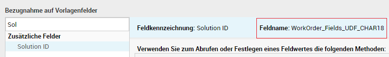 Screenshot ServiceDesk Plus: Ermitteln des Feldbezeichners