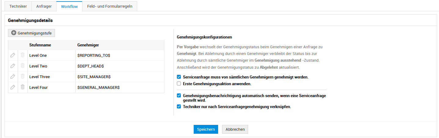 Screenshot ServiceDesk Plus: Neuer Genehmigungs-Workflow für Service Requests Screenshot ServiceDesk Plus: Neuer Genehmigungs-Workflow für Service Requests
