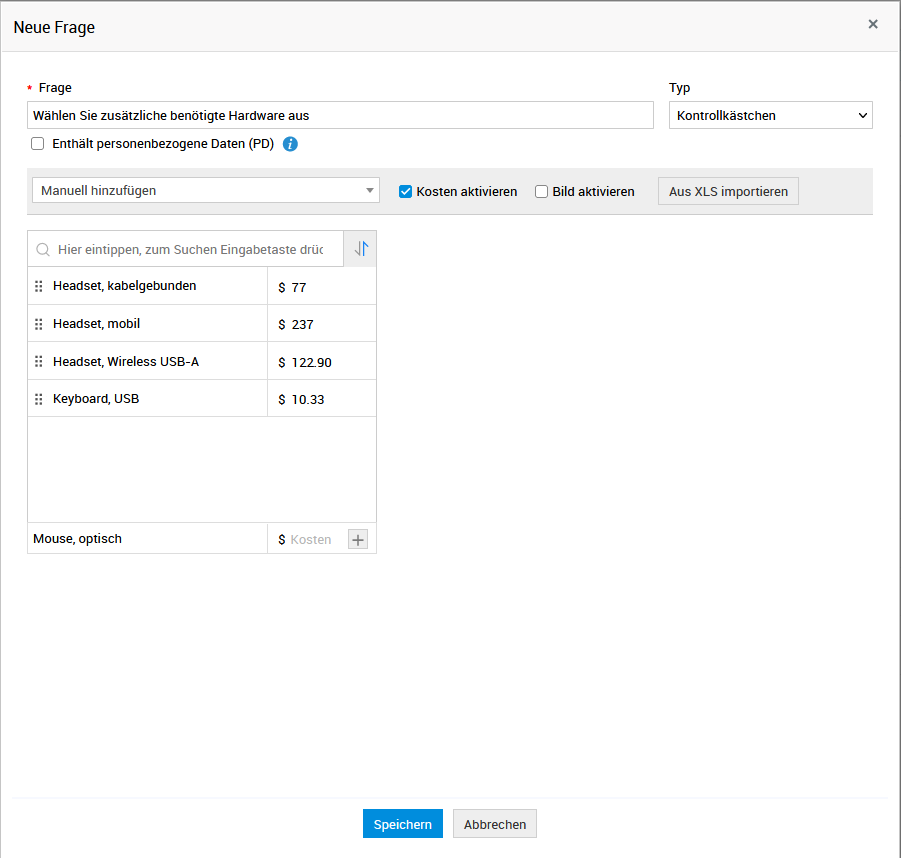 Screenshot ServiceDesk Plus: Ressourcenfrage anlegen