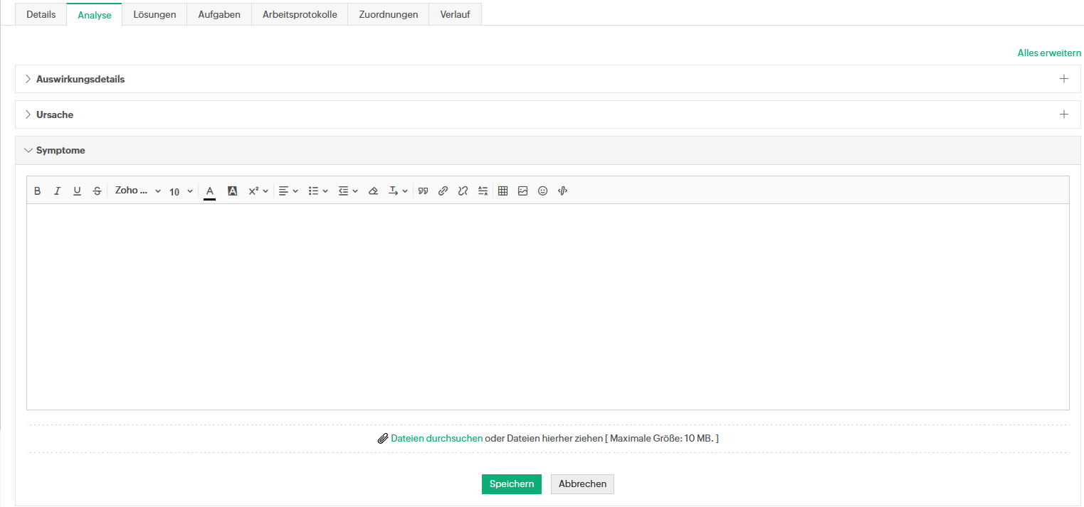 Screenshot ServiceDesk Plus: Root Cause Analysis