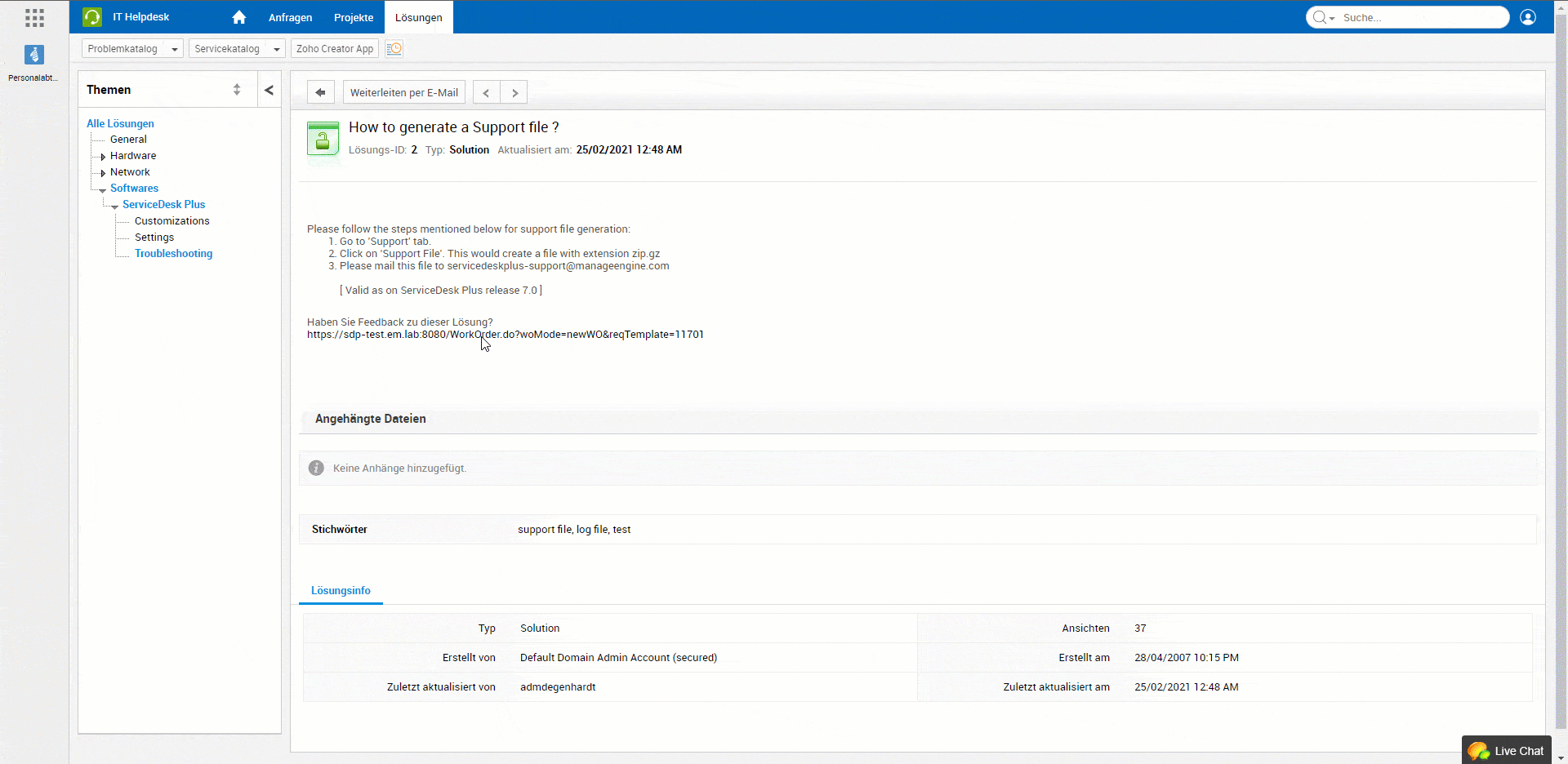 ServiceDesk Plus Tutorial: Feld- und Formularregeln in Aktion
