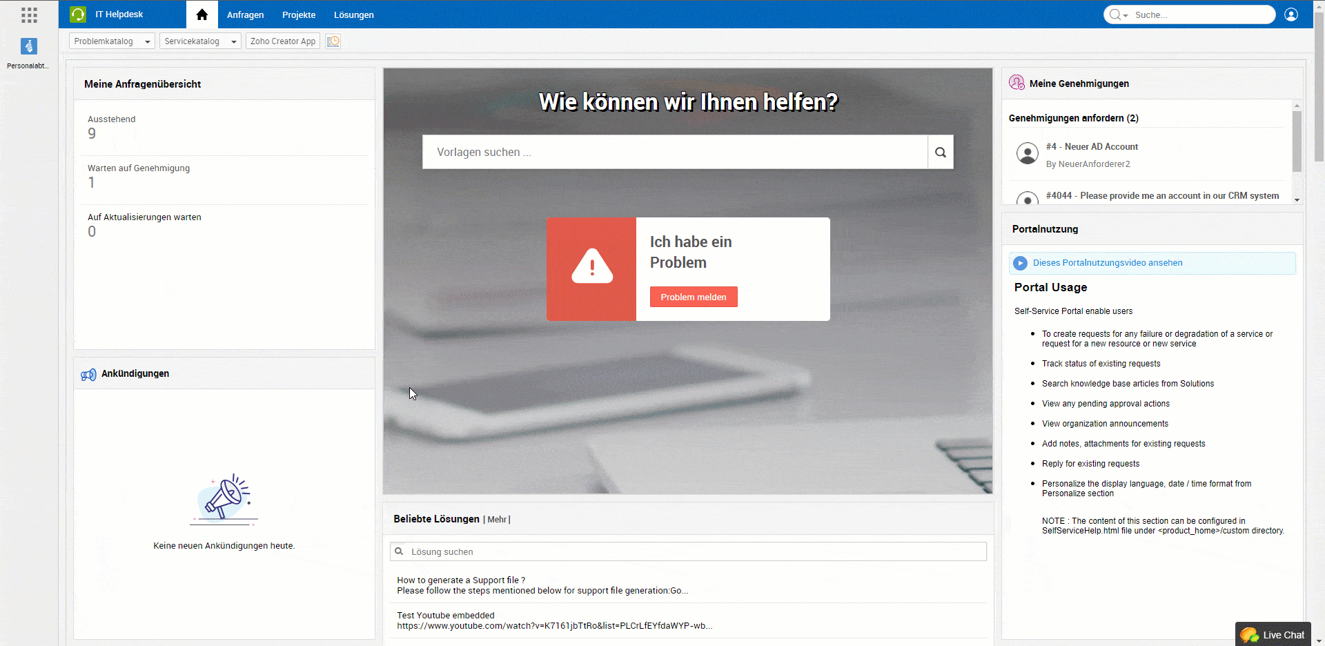 ServiceDesk Plus Tutorial: Fertiger Workflow Feedback Funktion