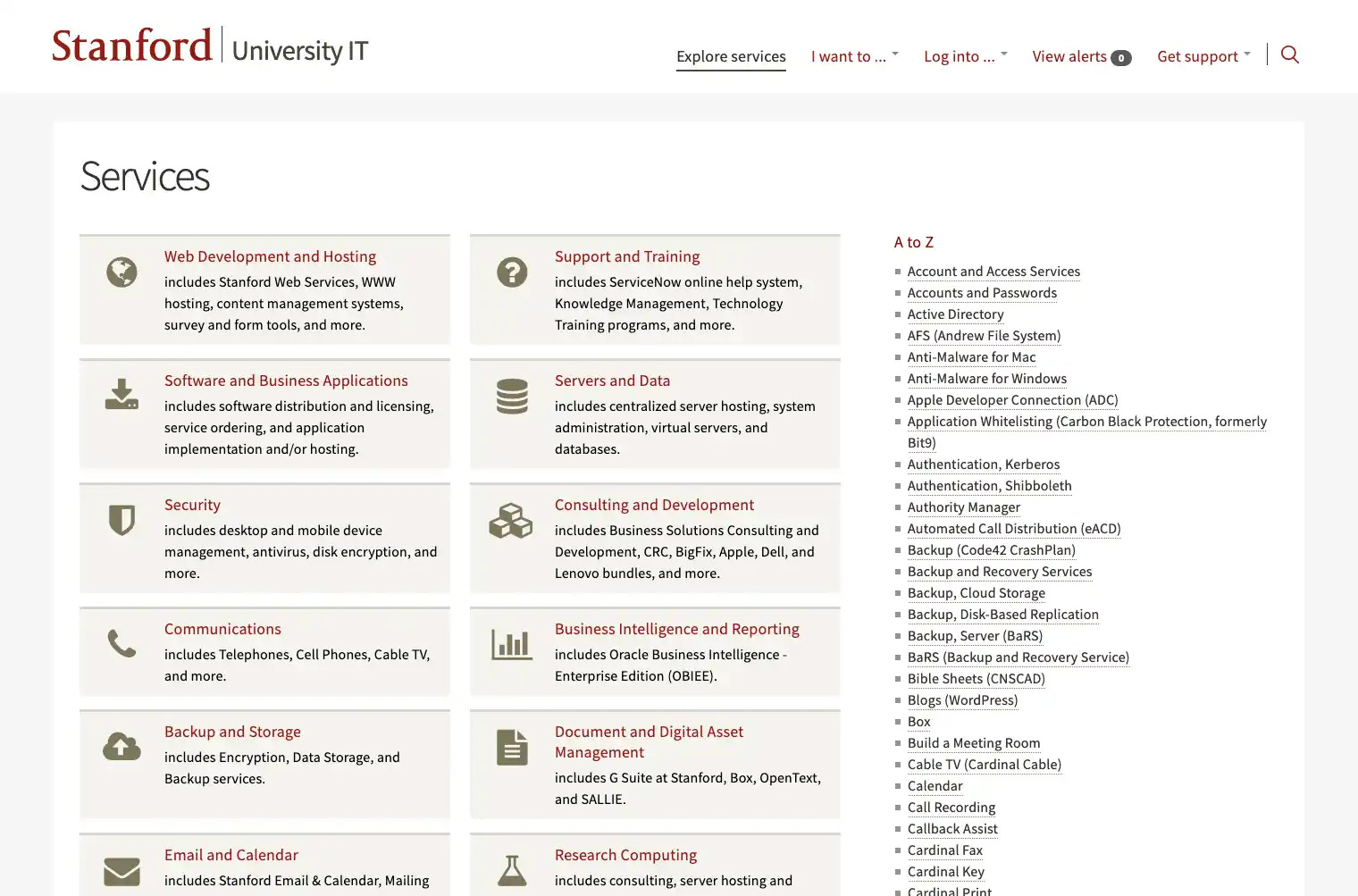IT-Servicekatalog Stanford University
